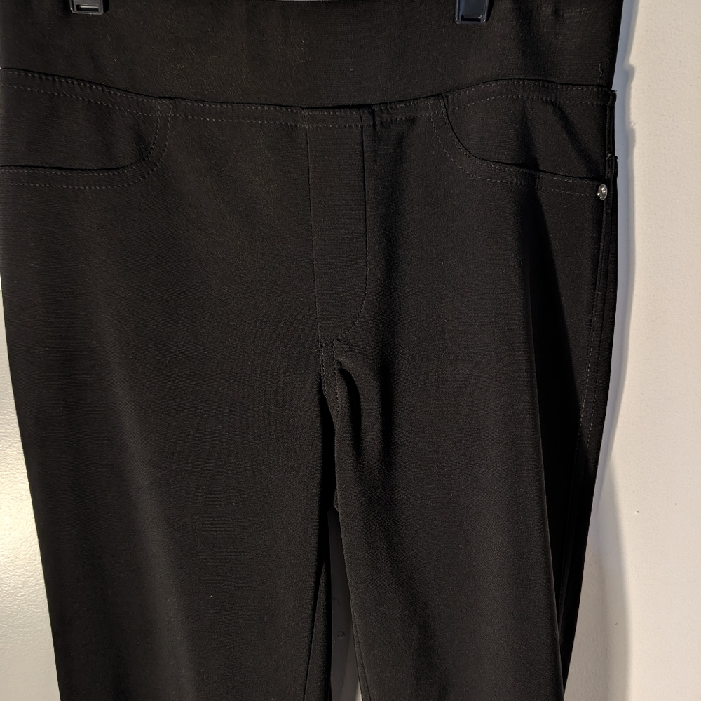 Joseph Ribkoff Elegant Black Trousers Straight Leg Flared Fringed Size 2 - Picture 1 of 6